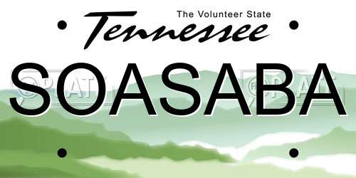 SOASABA Tennessee License Plate