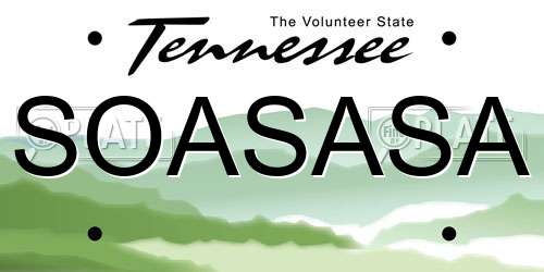 SOASASA Tennessee License Plate