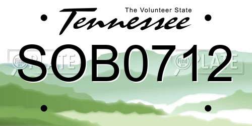 SOB0712 Tennessee License Plate