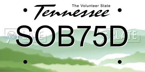 SOB75D Tennessee License Plate
