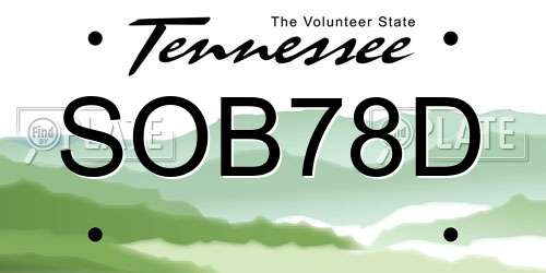 SOB78D Tennessee License Plate