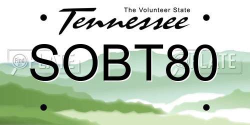 SOBT80 Tennessee License Plate