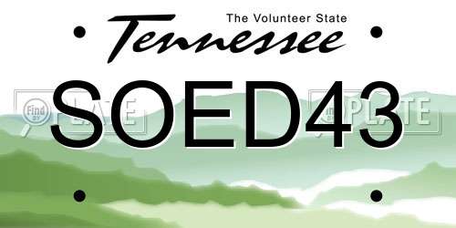 SOED43 Tennessee License Plate