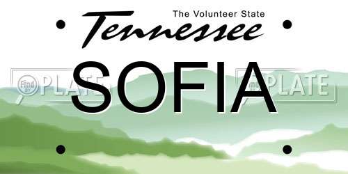SOFIA Tennessee License Plate