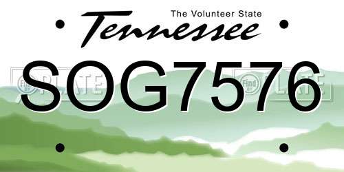 SOG7576 Tennessee License Plate