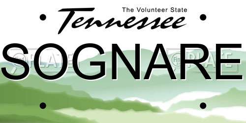 SOGNARE Tennessee License Plate