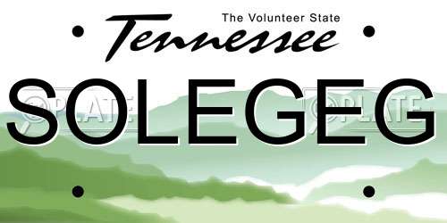 SOLEGEG Tennessee License Plate