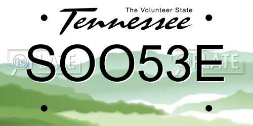 SOO53E Tennessee License Plate