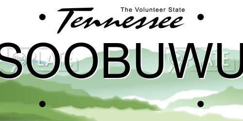 SOOBUWU Tennessee License Plate