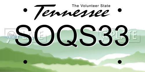 SOQS33 Tennessee License Plate