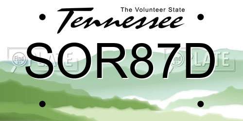 SOR87D Tennessee License Plate