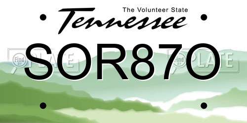 SOR87O Tennessee License Plate