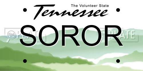 SOROR Tennessee License Plate