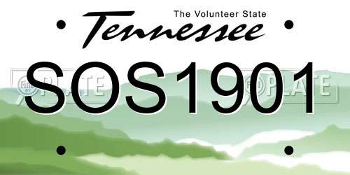 SOS1901 Tennessee License Plate