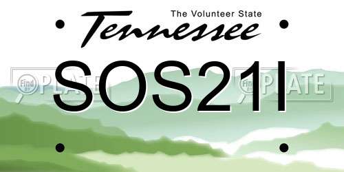 SOS21I Tennessee License Plate