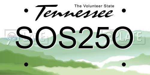 SOS25O Tennessee License Plate