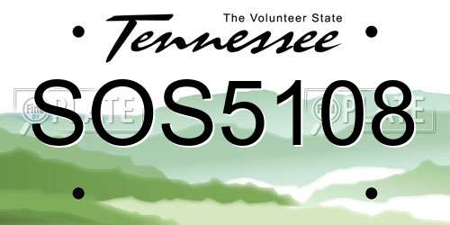 SOS5108 Tennessee License Plate