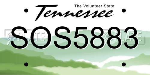 SOS5883 Tennessee License Plate