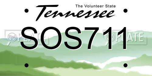 SOS711 Tennessee License Plate