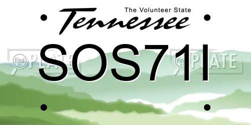 SOS71I Tennessee License Plate
