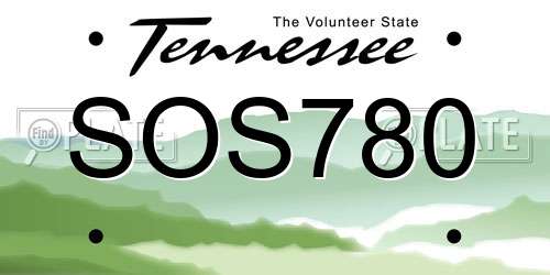 SOS780 Tennessee License Plate