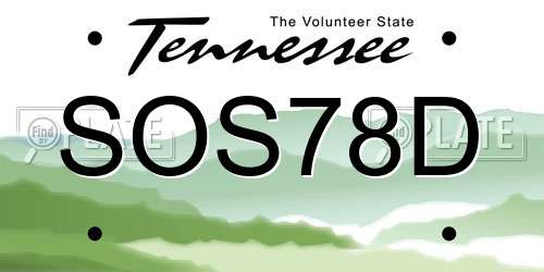 SOS78D Tennessee License Plate