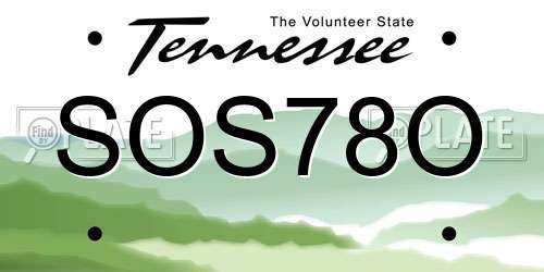 SOS78O Tennessee License Plate