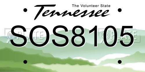 SOS8105 Tennessee License Plate