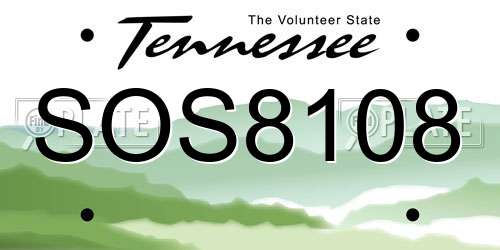 SOS8108 Tennessee License Plate