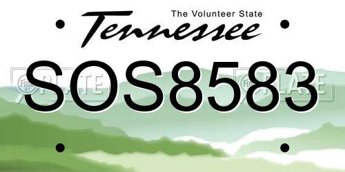 SOS8583 Tennessee License Plate
