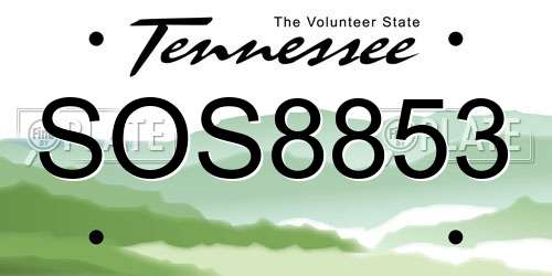 SOS8853 Tennessee License Plate