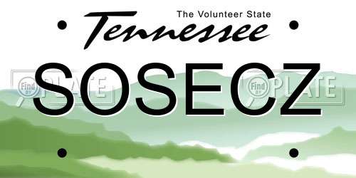 SOSECZ Tennessee License Plate
