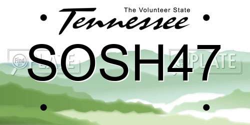 SOSH47 Tennessee License Plate