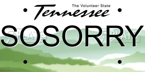 SOSORRY Tennessee License Plate