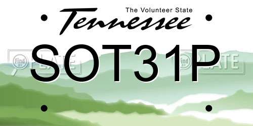 SOT31P Tennessee License Plate