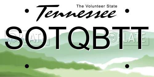 SOTQBTT Tennessee License Plate