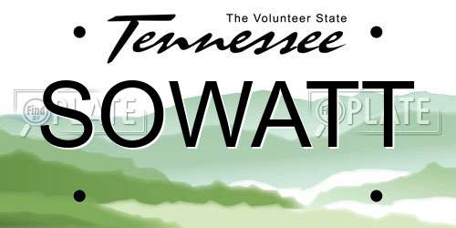 SOWATT Tennessee License Plate