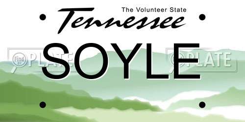 SOYLE Tennessee License Plate