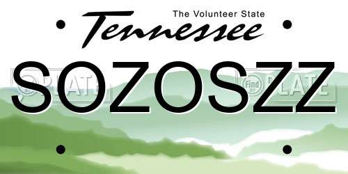 SOZOSZZ Tennessee License Plate