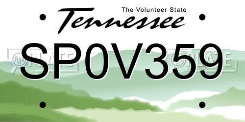 SP0V359 Tennessee License Plate