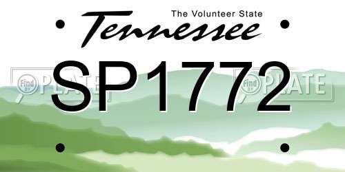 SP1772 Tennessee License Plate