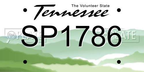 SP1786 Tennessee License Plate
