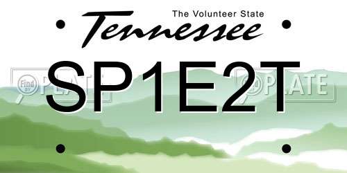 SP1E2T Tennessee License Plate