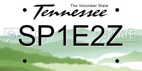 SP1E2Z Tennessee License Plate