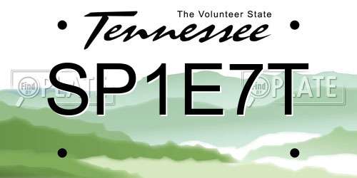 SP1E7T Tennessee License Plate