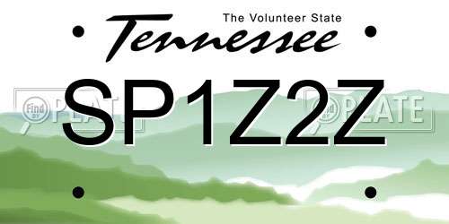 SP1Z2Z Tennessee License Plate