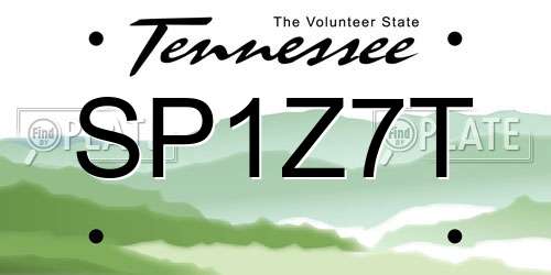 SP1Z7T Tennessee License Plate