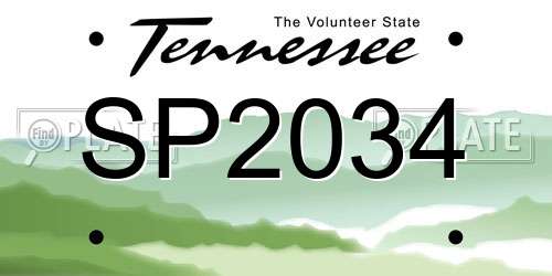 SP2034 Tennessee License Plate