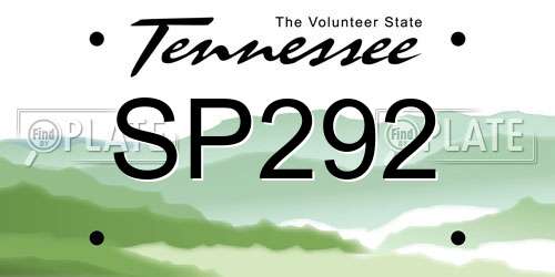 SP292 Tennessee License Plate