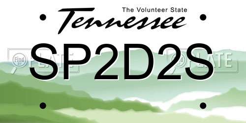 SP2D2S Tennessee License Plate